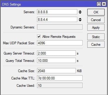 Configuring DNS in MikroTik Using Winbox